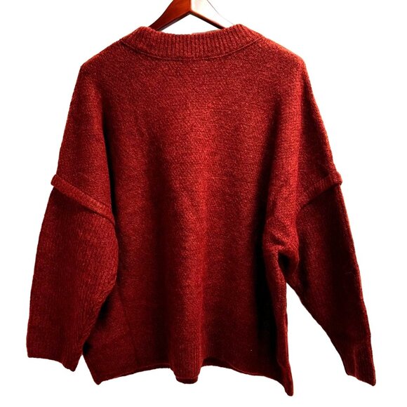 NWT Madewell Women's Recycled Polyester/Wool Blend Sweater Rust 3X - Picture 2 of 6